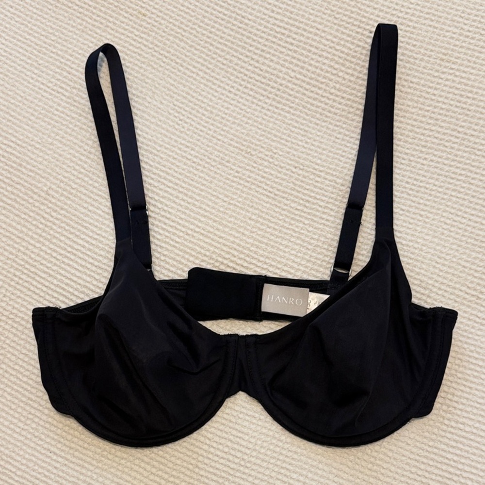 HANRO Smooth Illusion Underwire Black Bra Style 1294 Sz 34C